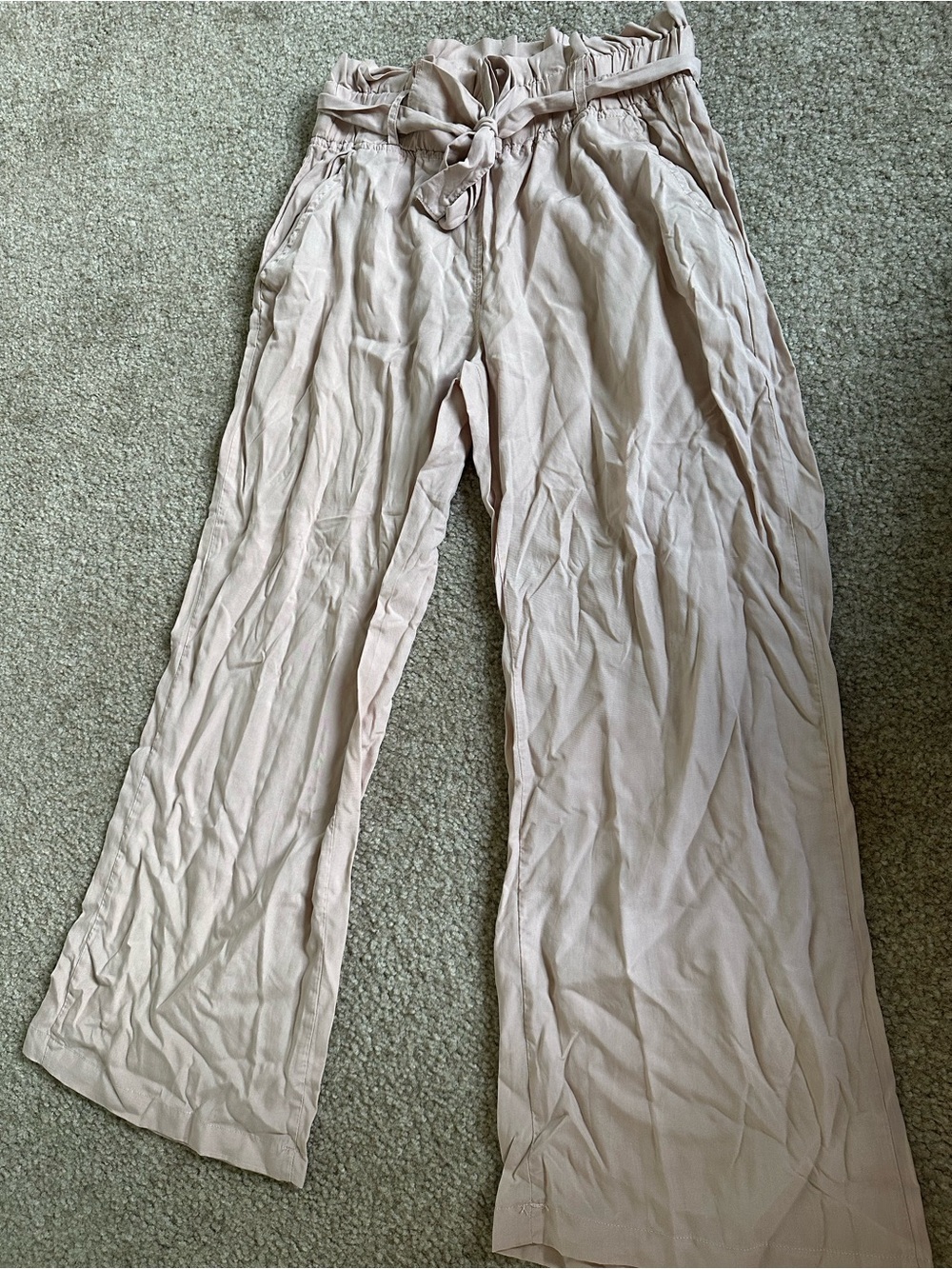 Thread & Supply Cream Paperbag Waist Cropped Pants